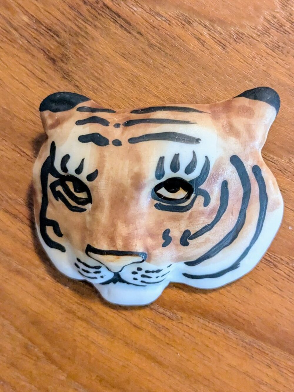 Unique Handmade Tiger Head Brooch Pin - Unique Folk Art Jewelry Artisan Made